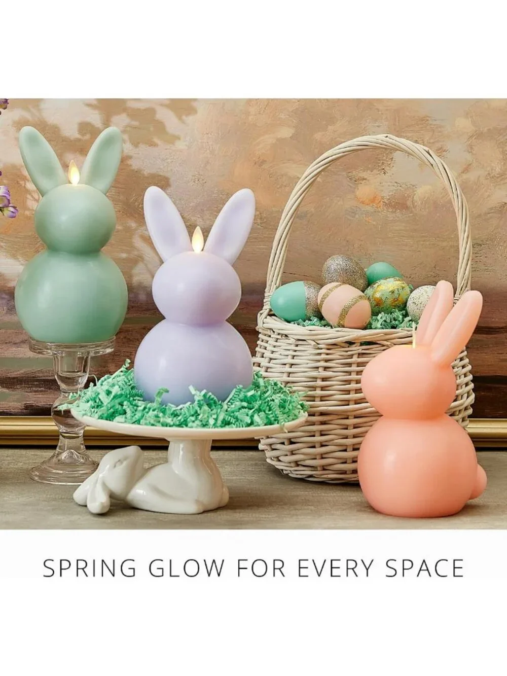 Flameless Easter Bunny Candle - Mellow Peach, 4.5